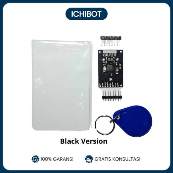 MFRC-522 RC522 RFID Radio Frequency IC Card Induction Module dengan S50 Kartu Fudan dan Gantungan Kunci - PCB Black