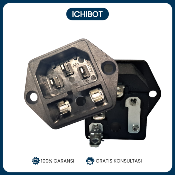 AC / DC power socket with fuse and fixing hole