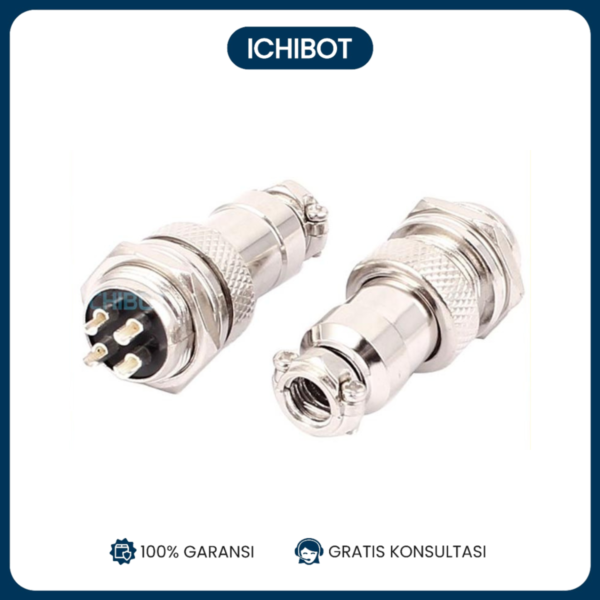 Aviation Connector GX12 12mm 4-Pin Male Female Plug Socket Aviasi
