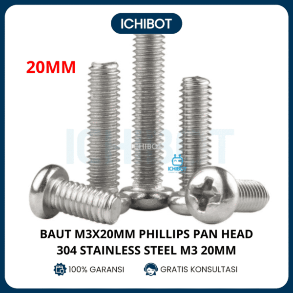 20mm Baut M3x20mm M3 Phillips Pan Head 304 Stainless Steel