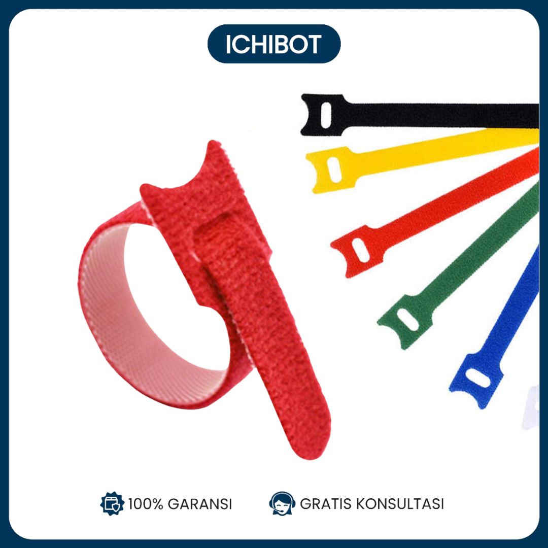 Velcro Tali Ikat Kabel Dengan Perekat Pengikat Kabel Organizer - NYLON STRAP AH089 - Merah