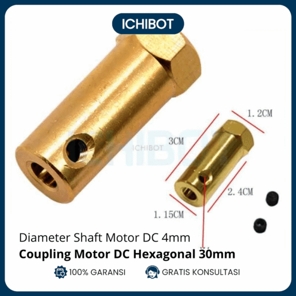 Coupling Motor DC inner Diameter 4mm Hexagonal Panjang 30mm Shaft Hub
