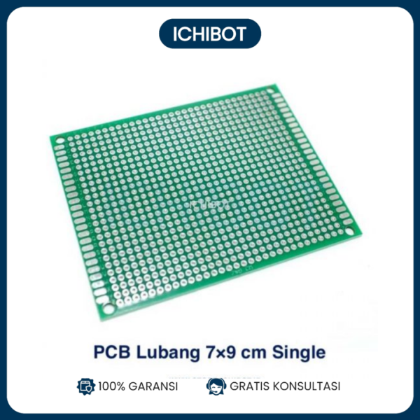 PCB Lubang 7x9cm Single Layer Hijau HASL FR4 Hole Satu Layer