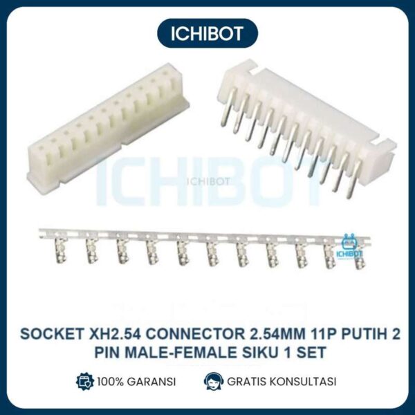 Socket XH2.54 Connector 2.54mm 11P Putih 11 Pin Male Female Siku 1 Set
