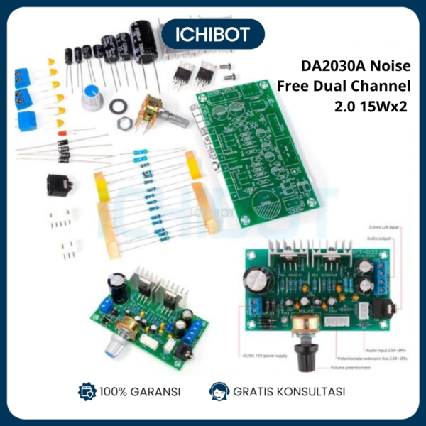 Kit Solder TDA2030A Noise Free Dual Channel 2.0 15Wx2 Stereo 12V Ampli