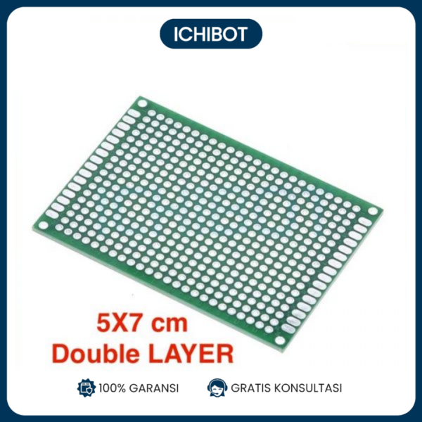 PCB Lubang 2.54mm Double Layer 5x7 cm Hijau