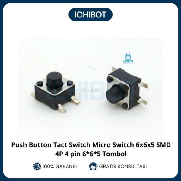 (10pcs) Push Button Tact Switch Micro Switch 6x6x5 SMD 4P 4 pin 6*6*5 Tombol