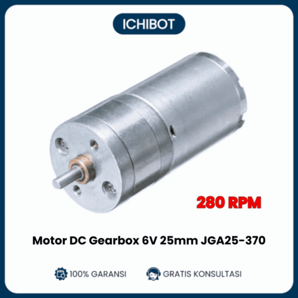 [ICHIBOT] Motor Gearbox DC 6V 25mm JGA25-370 - Solusi Andal untuk Robotika, Otomasi, Torsi Kuat, Efisiensi Energi, Ideal untuk Proyek DIY, Pendidikan, dan Aplikasi Industri - 280 RPM