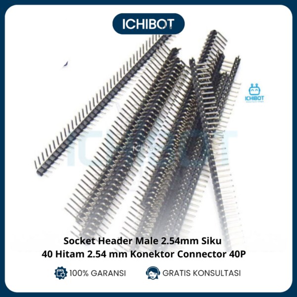 Socket Header Male 2.54mm Siku 40 Hitam 2.54 mm Konektor Connector 40P