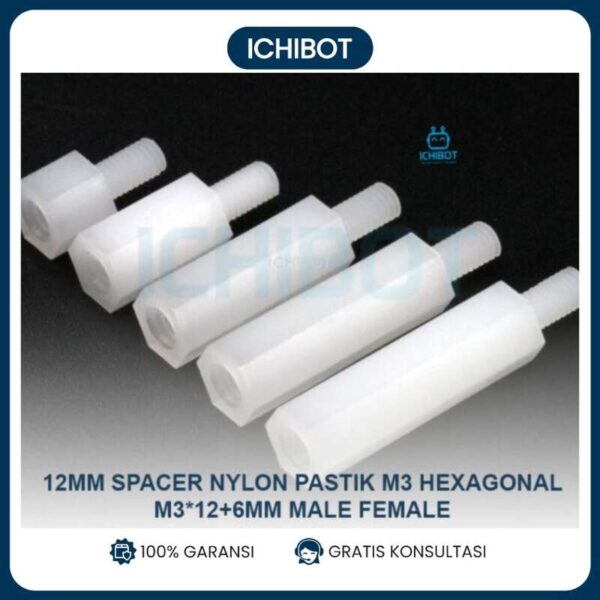 12mm Spacer Nylon Pastik M3 Hexagonal M3*12+6mm Male Female