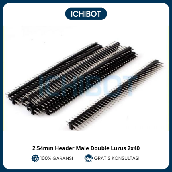 Socket Header 2.54mm 2x40 Male Lurus 2*40 2.54 Double Hitam