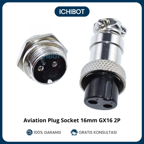 Aviation Connector GX16 16mm 2-Pin Male Female Plug Socket Aviasi