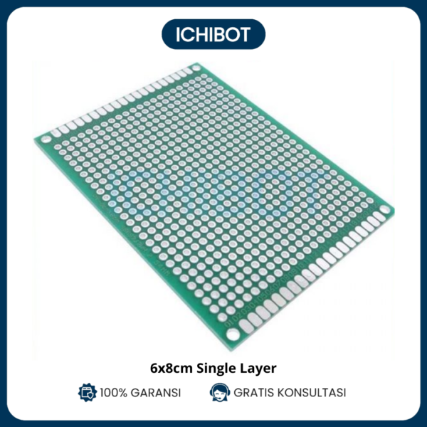 PCB Lubang 6x8cm Single Layer Hijau HASL FR4 Hole Satu Layer