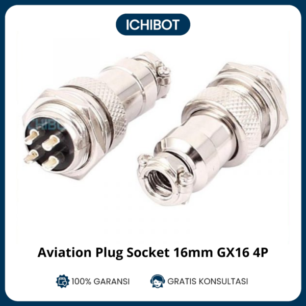 Aviation Plug Socket 16mm GX16 4P Connector Plug + Socket