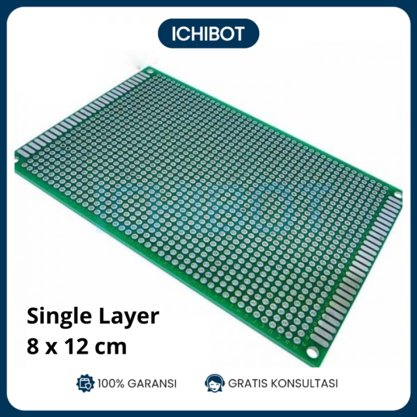 PCB Lubang 8x12cm Single Layer Hijau HASL FR4 Hole Satu Layer
