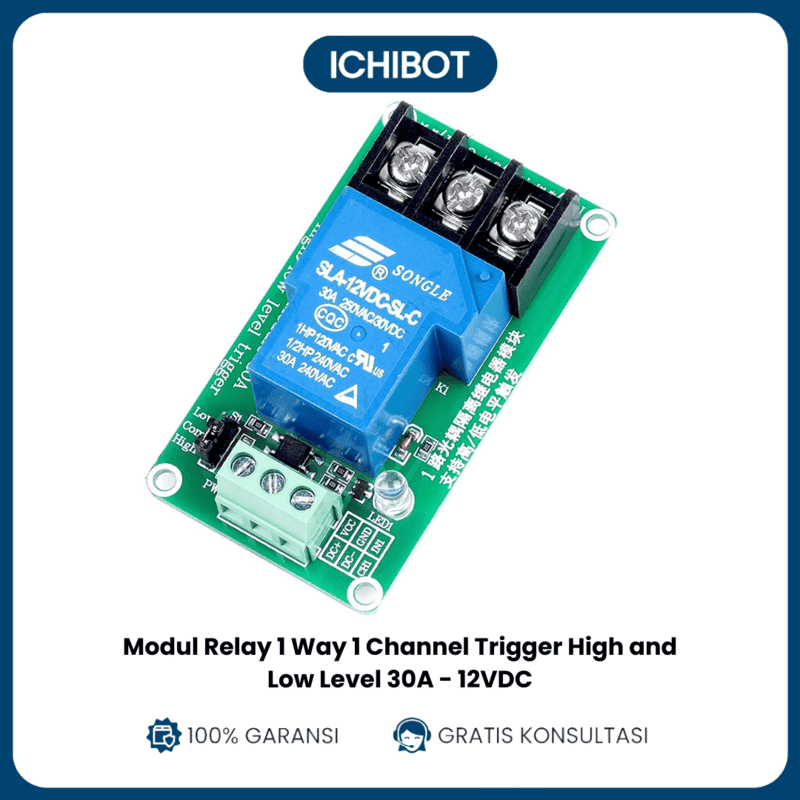 Modul Relay 1 Way 1 Channel Trigger High and Low Level 30A - 12VDC