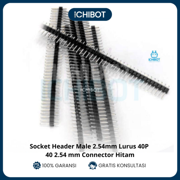 Pin Header Male 2.54mm Lurus 40P Hitam Single Row Connector