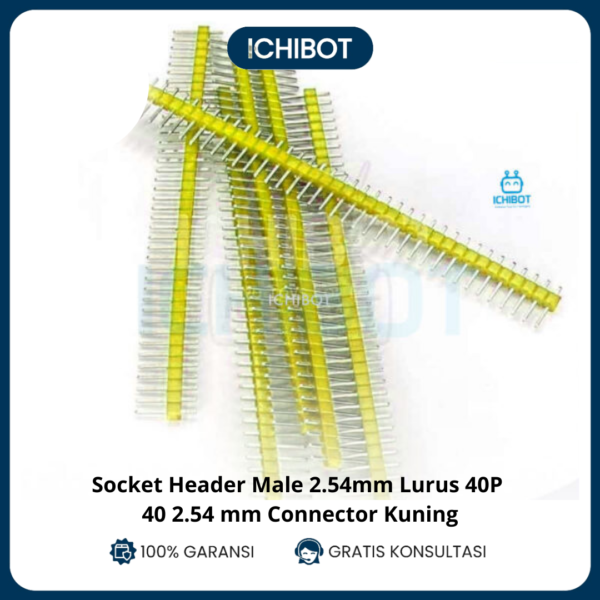 Pin Header Male 2.54mm Lurus 40P Kuning Single Row Connector