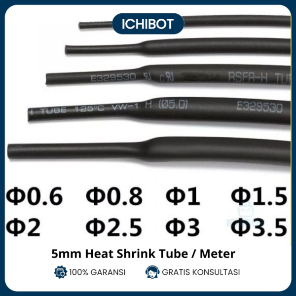 5mm Heat Shrink Tube Selongsong Isolasi Bakar Hitam (1 meter)