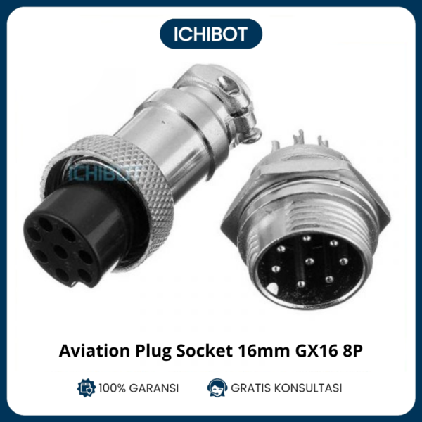 Aviation Plug Socket 16mm GX16 8P Connector Plug + Socket