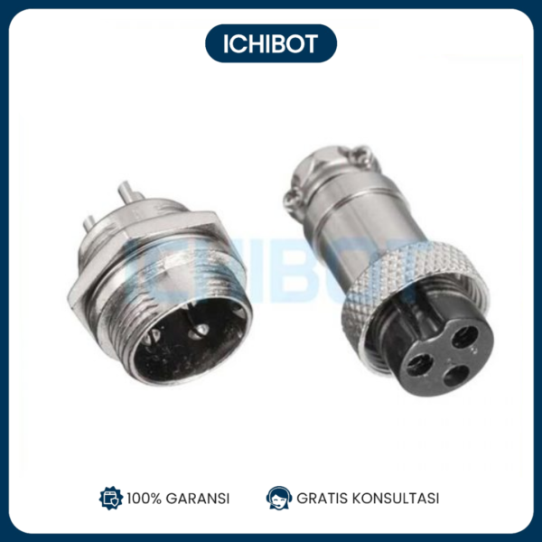 Aviation Plug Socket 16mm GX16 3P Connector Plug + Socket