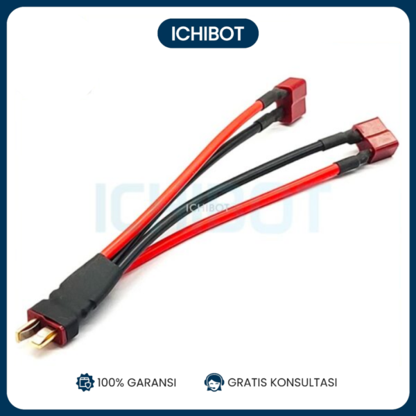 T Plug Parallel 1 Male to 2 Female Baterai Connector Battery Paralel
