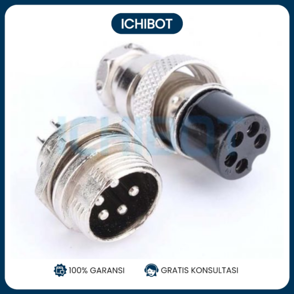 Aviation Plug Socket 16mm GX16 5P Connector Plug + Socket