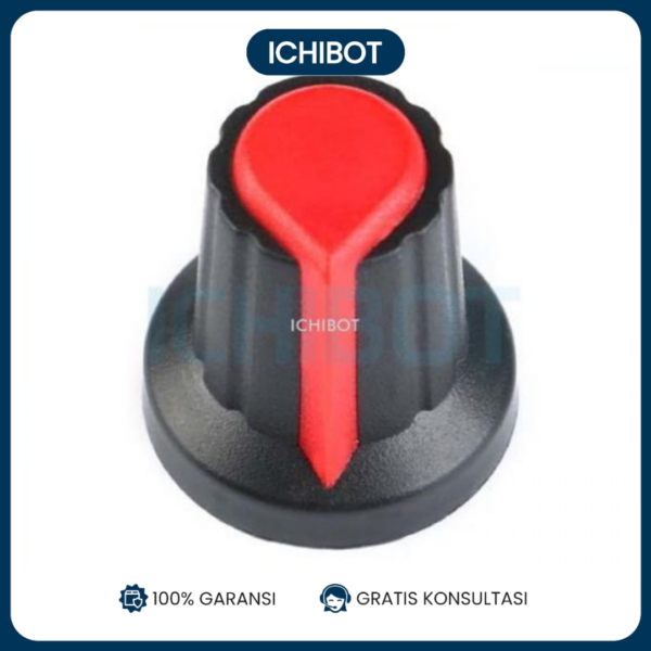 Knob Cap Potensio Potensiometer 15x17mm Inner 6mm Plastik Merah