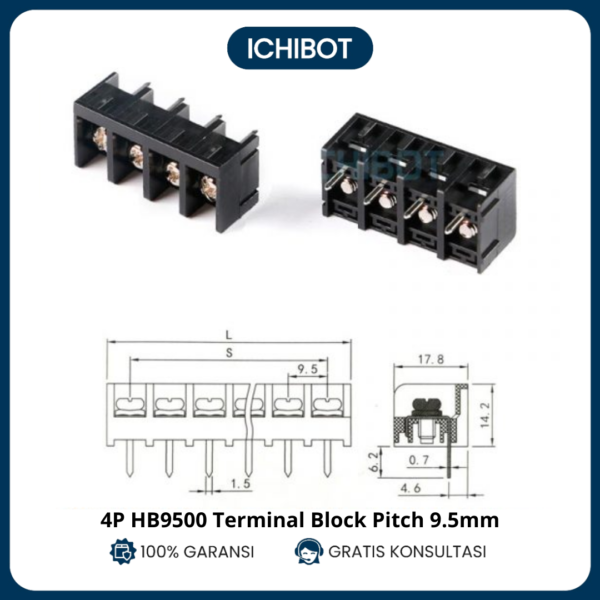 HB9500 Terminal Block 4 Pin 4P Pitch 9.5mm