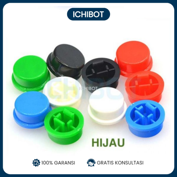 (10pcs) Round Push Button Cap 12*12*7.3 B3F Tombol Cover Tutup - Hijau
