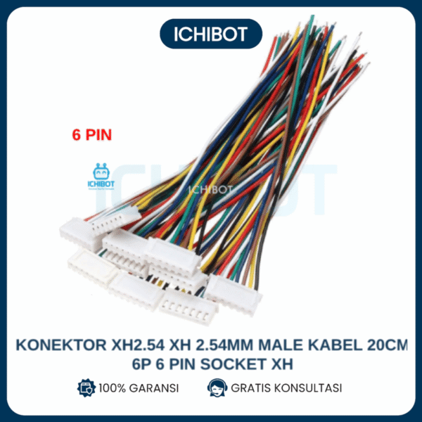 XH2.54 Konektor 6-Pin Male Kabel 20cm Socket 2.54mm Arduino