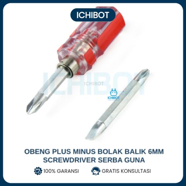 Obeng Plus Minus Bolak Balik 6mm Screwdriver Serba Guna