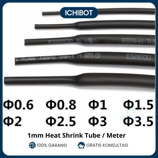 1mm Heat Shrink Tube Selongsong Isolasi Bakar Hitam (1 meter)