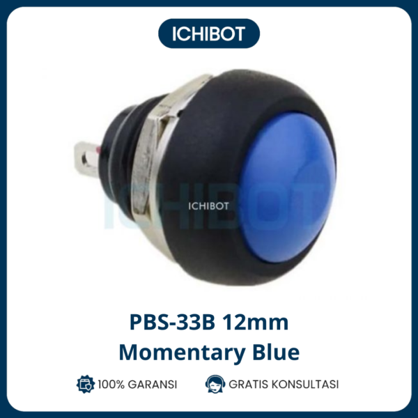 Tombol Push Button Bulat PBS-33B 12mm Biru