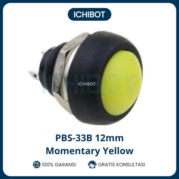 Tombol Push Button Bulat PBS-33B 12mm Kuning
