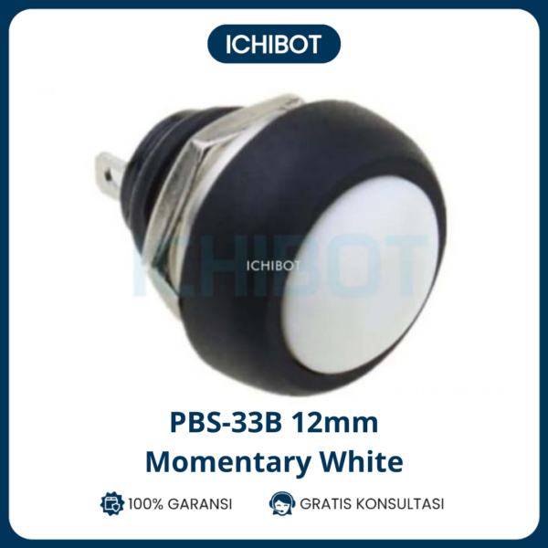 Tombol Push Button PBS-33B 12mm Bulat Putih Latching Self Lock