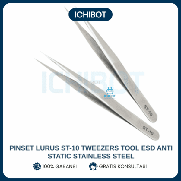 Pinset Lurus ST-10 Tweezers Tool ESD Anti Static Stainless Steel