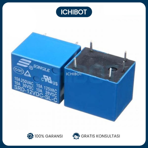Relay 12V SRD-12VDC-SL-C SPDT 10A 5-Pin PCB Mount Elektromagnetik
