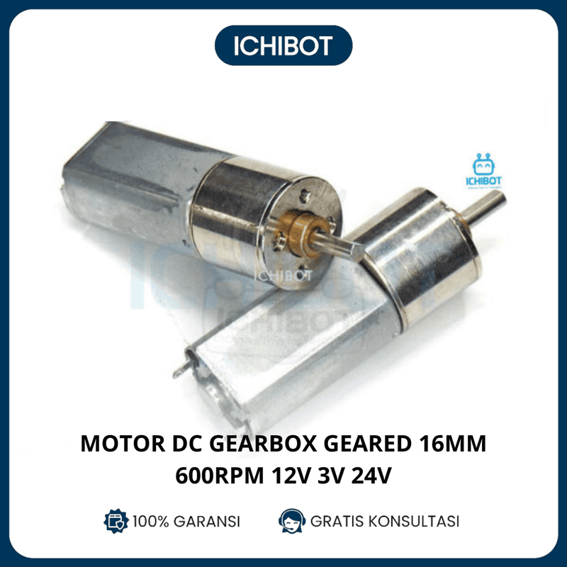 Motor DC Gearbox Geared 16mm 600rpm 600 RPM 12v 3V-24V