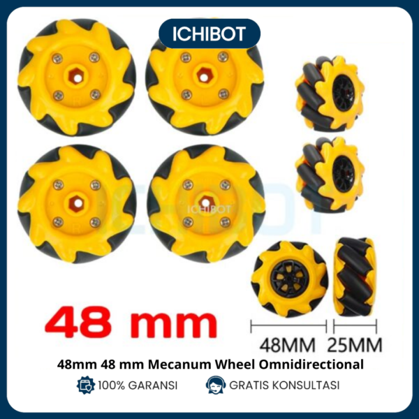 Roda Mecanum 48mm Omnidirectional TT Hub Coupling 4WD Robot Omni