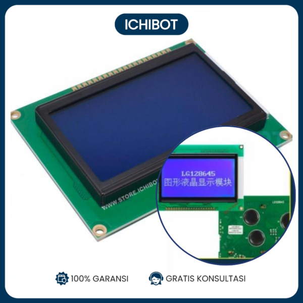 LCD 12864 128x64 Graphic Display Backlight Biru SPI I2C Arduino