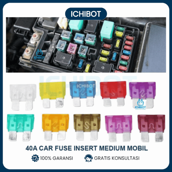 40A Car Fuse Insert Medium Mobil Pengaman Listrik 40 Ampere A