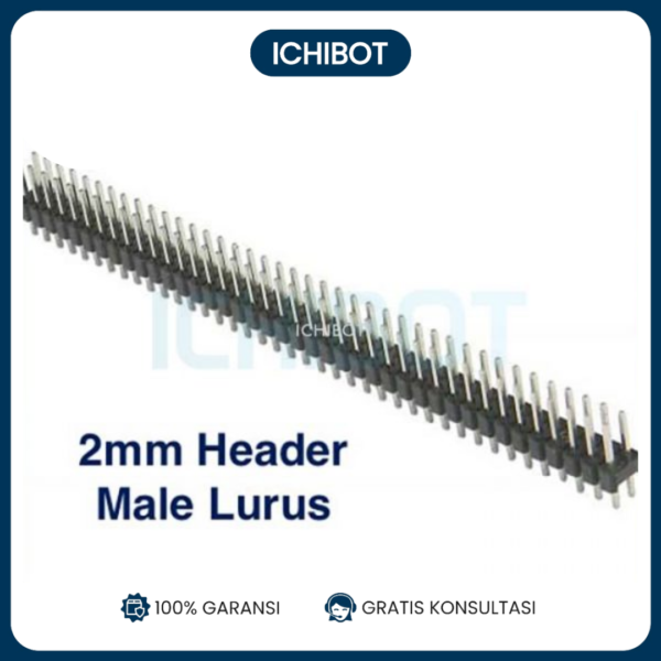 Socket Header 2mm 2x40 Male Lurus 2*40 2mm 2 Double DIP Hitam