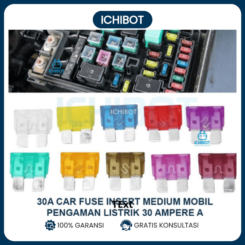 30A Car Fuse Insert Medium Mobil Pengaman Listrik 30 Ampere A