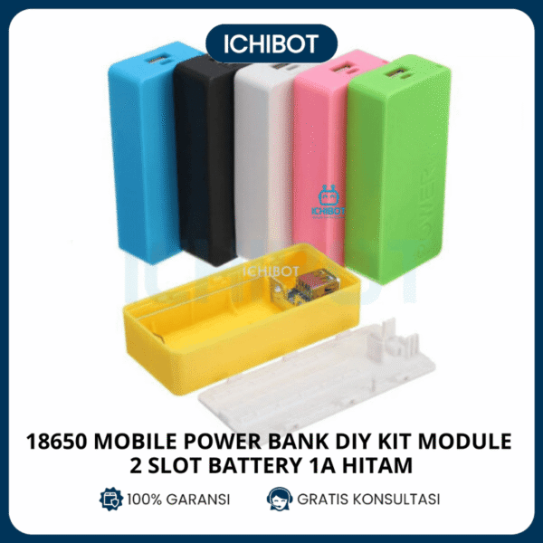 18650 Mobile Power Bank DIY Kit Module 2 Slot Baterai Battery 1A HITAM