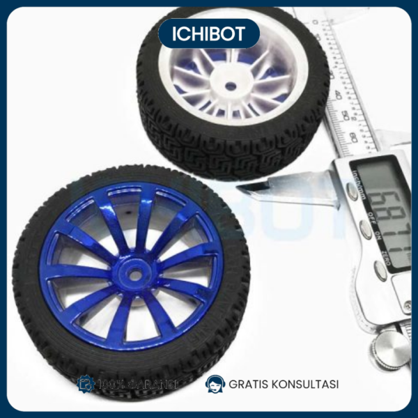 Roda Motor DC 68mm RC Karet Shaft Hexagonal - Biru