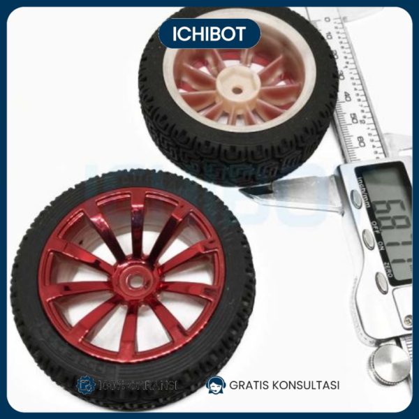 Roda Motor DC 68mm RC Karet Shaft Hexagonal - Merah