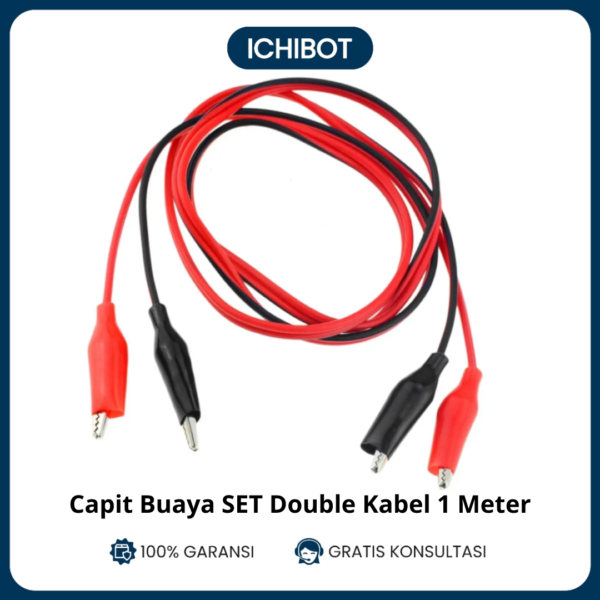 Capit Buaya Double Kabel 1 Meter Set Alligator Clip Test Lead