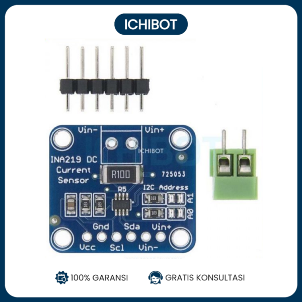 INA219 I2C Sensor Arus Tegangan DC Power Monitor Bidireksional Arduino
