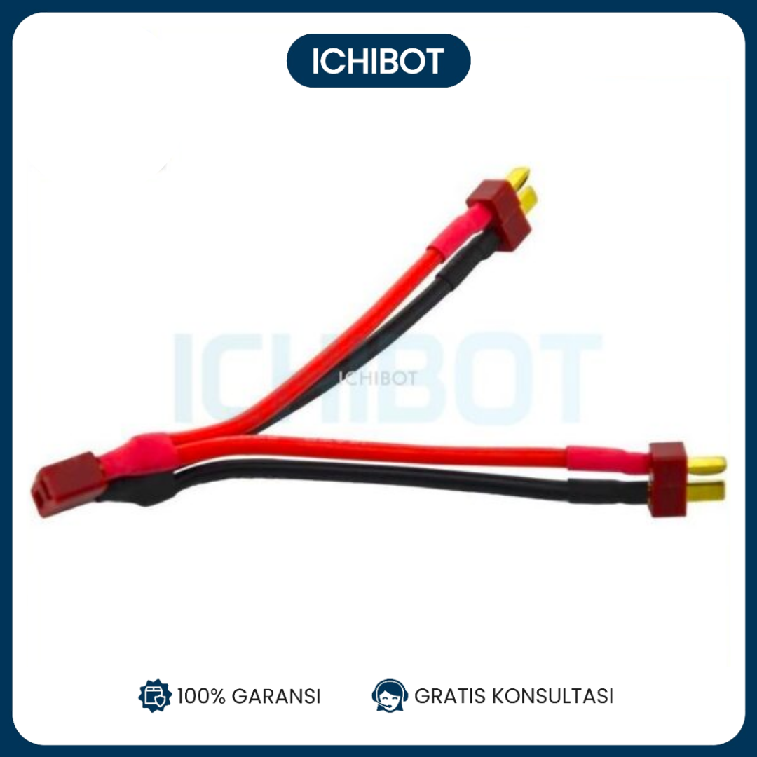 T Plug Parallel 1 Female to 2 Male Baterai Connector Battery Paralel